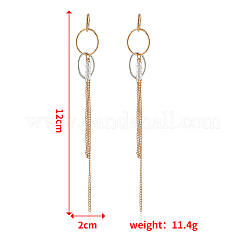 リング型の鉄製タッセルスタッドピアス  模造パールと  チェーンチャーム  ゴールドカラー  135x18mm&nbsp;LI8396-2