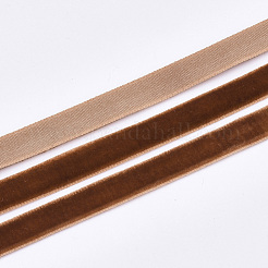 シングルフェイスベルベットリボン  サドルブラウン  3/8インチ（9.5~10mm）  約50ヤード/ロール（45.72メートル/ロール）&nbsp;SRIB-T004-01-03