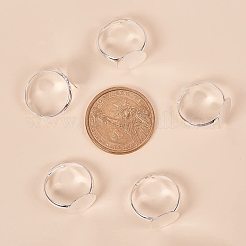 真鍮製皿付リングパーツ  鉛フリー＆カドミウムフリー  調整可能  銀  トレイ：12mm  サイズ7  17mm  50個/箱&nbsp;KK-PH0035-60S-RS