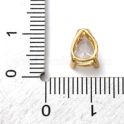 Teardrop Brass Micro Pave Cubic Zirconia Slide Charms&nbsp;KK-C119-16G-12