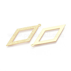 真鍮チャーム  ニッケルフリー  菱形  18KGP本金メッキ  41.5x20x0.5mm  穴：1.2mm&nbsp;KK-T077-07G