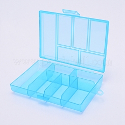 クリアプラスチックビーズ収納ケース  ヒンジ付き蓋付き  長方形  ディープスカイブルー  13.5x8.7x2.4cm&nbsp;CON-WH0073-84C