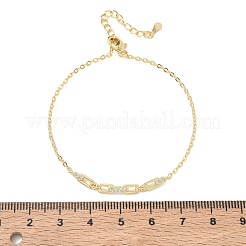 Brass Micro Pave Clear Cubic Zirconia Rectangle Link Bracelets&nbsp;KK-CBA6980-15G