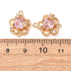 Brass Pave Cubic Zirconia Connector Charms&nbsp;CU-CBAEC99-16G-03