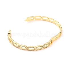 Hollow Octangle Cubic Zirconia Cuff Bangle&nbsp;BJEW-D448-20G-RS