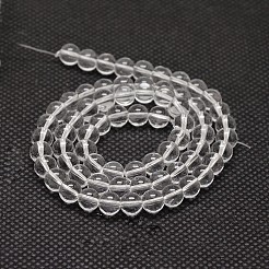イミテーションオーストリアクリスタルガラスラウンドビーズ連売り  グレードAA  透明  6mm  穴：1mm  約68個/連  15.7インチ&nbsp;GLAA-F030-6mm-01