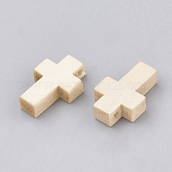 木チャーム  クロス  小麦  15x10x4mm  穴：1.6mm&nbsp;WOOD-T008-14