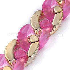 Handmade Golden Plated CCB Plastic & Transparent Acrylic Cuban Link Chains&nbsp;AJEW-JB00681-01