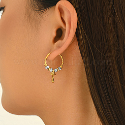 女性用ツイスト真鍮フープピアス  ゴールデン＆シルバー  31x20mm&nbsp;UG4037
