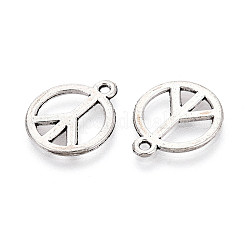 合金のチベット風チャーム  ピースサインチャーム  アンティークシルバー  17x14x1mm  穴：1.5mm&nbsp;TIBEP-T054-06AS