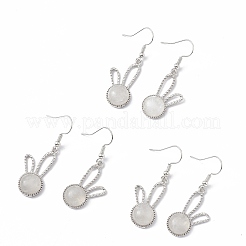 Natural Quartz Crystal Rabbit Dangle Earrings&nbsp;EJEW-A092-05P-20