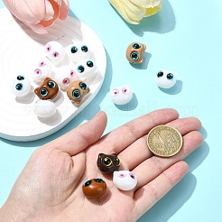 樹脂ビーズ付き不透明アクリル15色3個  猫の頭  ミックスカラー  14.5~15x17x13mm  穴：1.6~1.8mm  5個/カラー&nbsp;OACR-YW0001-99