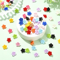 1つ穴アクリルシャンクボタン  花  ミックスカラー  11x7mm  穴：2mm&nbsp;MACR-CJZ0001-01