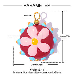 304 Stainless Steel with Glass Pendants&nbsp;GL-OY001-02G