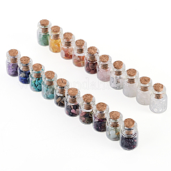 天然および合成宝石チップビーズガラスボトル  穴なし/ドリルなし  2.2x1.5cm  ボトルネック: 0.7m  容量：2ml（0.07液量オンス）  20個/セット&nbsp;G-KS0001-02