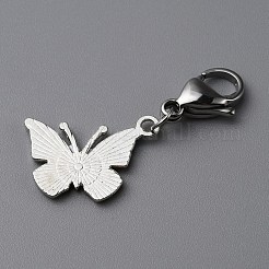 Butterfly Alloy Enamel Pendant Decoration&nbsp;HJEW-WH0042-73B