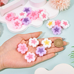 20個5色シリコンビーズ  中国の花咲くクラブアップル  ミックスカラー  27x28x9mm  穴：2mm  4個/カラー&nbsp;SIL-TA0002-92