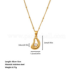 304 Stainless Steel Imitation Pearl Teardrop Pendant Necklaces for Women&nbsp;WG37FBA-01