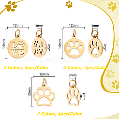 24Pcs 6 Styles Dog Paw Print Shape Stainless Steel Pendants&nbsp;FIND-GA0007-25