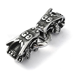 Tibetan Style 304 Stainless Steel Spring Gate Rings&nbsp;FIND-Z046-04AS-02