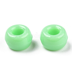 不透明なプラスチックビーズ  バレル  薄緑  9x6mm  穴：3.8mm  約1950個/500g&nbsp;KY-T025-01-F07