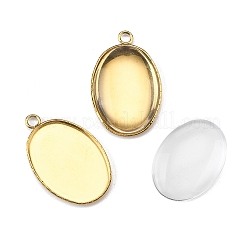 DIY Oval 304 Stainless Steel Cabochon Connector & Pendant Making Kits&nbsp;DIY-FS0008-31