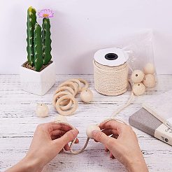 DIYのジュエリー  木製フレームコネクター  ラウンドウッドビーズとラウンドコットンツイストスレッドコード  49~50x8mm  穴：33~34mm&nbsp;DIY-PH0016-44
