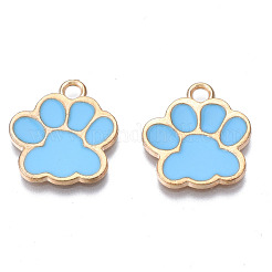 合金エナメルチャーム  カドミウムフリー＆鉛フリー  犬の足跡  ディープスカイブルー  17.5x16x1.5mm  穴：2mm&nbsp;X-ENAM-T016-22LG-E-RS