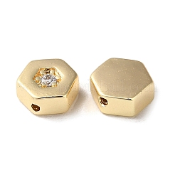 Brass Micro Pave Cubic Zirconia Beads&nbsp;KK-F862-19G