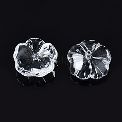 透明ガラスビーズ  花  透明  15x15x6mm  穴：1.2mm&nbsp;GLAA-Q089-003-A001