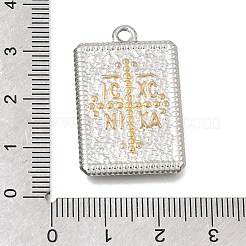 ツートンカラーの304ステンレススチールペンダント  長方形チャーム  ゴールデン·ステンレス鋼色  31x20.5x3mm  穴：2.3mm&nbsp;STAS-D391-05GP-01
