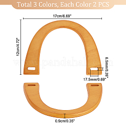 6スタイルの木製U字型バッグハンドル3個  バッグ交換部品  アーチ  ミックスカラー  12x17x0.9cm  穴：6~17.5x6~6.5mm  2個/スタイル&nbsp;FIND-PH0010-45