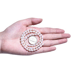 天然養殖淡水パールビーズ連売り  ライス  乳白色  5.5~7x4.5mm  穴：0.6mm  55個/連  13.58インチ（34.5cm）&nbsp;PEAR-N012-04J