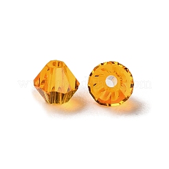 透明ガラスビーズ  双円錐形  ダークオレンジ  4x4x3.5mm  穴：1mm  720個/袋&nbsp;GGLA-Z004-05G