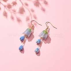 Plastic 3D Flower Long Dangle Earrings&nbsp;EJEW-JE04936-03