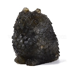 天然ラブラドライト彫刻のフクロウの置物  ホームオフィスのデスクトップ装飾用オーナメント  26~29x24~26x26~28mm&nbsp;G-Q615-03A