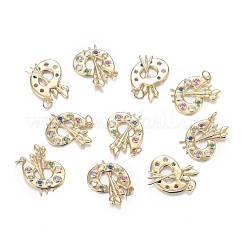 Brass Micro Colorful Cubic Zirconia Pendants&nbsp;ZIRC-F120-051G