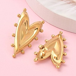 イオンプレーティング（IP）304ステンレススチール製スタッドピアス（女性用）  ハート  18KGP本金メッキ  36x21mm&nbsp;EJEW-M089-01G