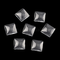透明なガラスの正方形カボション  透明  10x10x4mm&nbsp;GGLA-S022-10mm