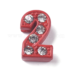 合金ラインストーンスライドチャーム  スプレー塗装  個性的ジュエリーブレスレット用  ミックスカラー  NUM。2  11.5x7x5mm  穴：8x1.5mm&nbsp;PALLOY-WH0070-23B