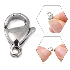 Tarnish Resistant Polished 316 Surgical Stainless Steel Lobster Claw Clasps&nbsp;STAS-R072-12A