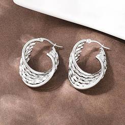 304 Stainless Steel Twist Ring Stud Earrings&nbsp;EJEW-P324-10P