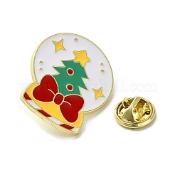 クリスマステーマのエナメルピン  バックパックの服のための黄金の合金のブローチ  ツリー  30x24.5x1.5mm&nbsp;JEWB-H021-12D