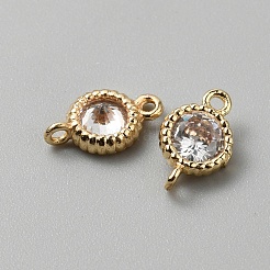 Brass Pave Clear Cubic Zirconia Connector Charms&nbsp;KK-WH0062-71B-G