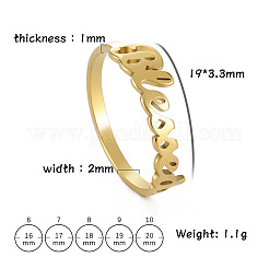 女性のための祝福の言葉ステンレススチール指輪  ゴールドカラー  内径：18mm&nbsp;WG5CA7C-05
