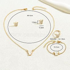 Butterfly Alloy Enamel Bracelets & Stud Earrings & Pendant Necklaces & Rings Sets for Women&nbsp;OE9237