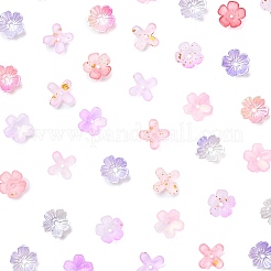 金属で編んだアクリルビーズキャップ  花  ピンク  11~11.5x11~11.5x2~4mm  穴：1.5~1.6mm  250個/セット&nbsp;OACR-FS0002-49B