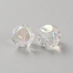 メッキアクリルビーズ  ファセット  ナゲット  透明  15.5x16x15.8mm  穴：2.5mm&nbsp;OACR-WH20006-01B