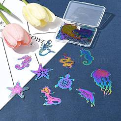 20Pcs 10 Styles Ion Plating(IP) 201 Stainless Steel Etched Metal Embellishments Pendants&nbsp;STAS-FS0001-52