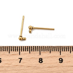 304ステンレススチールボールポストスタッドピアス金具  ループと316サージカルステンレススチールピン付き  18KGP本金メッキ  2mm  ピン：0.8mm&nbsp;STAS-Z035-01G01-F